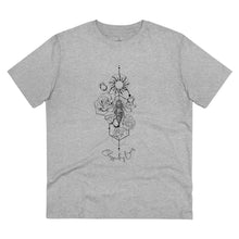 Load image into Gallery viewer, Bee, Tulips and Rose Organic T-shirt - Unisex T-Shirt Printify Heather Grey 2XS 
